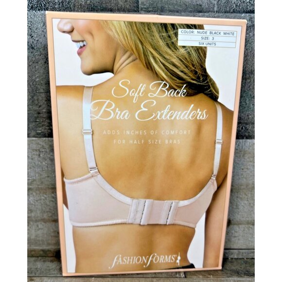 Bra Extenders Soft Back Fashion Forms 2 Each Nude, White, Black New In Box Sz 3 - Picture 1 of 5